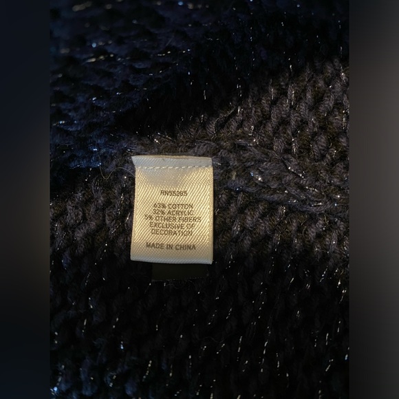 Express Women's Navy Blue Chunky Knit Fringe Trim Cardigan Sweater Size M - Picture 8 of 8